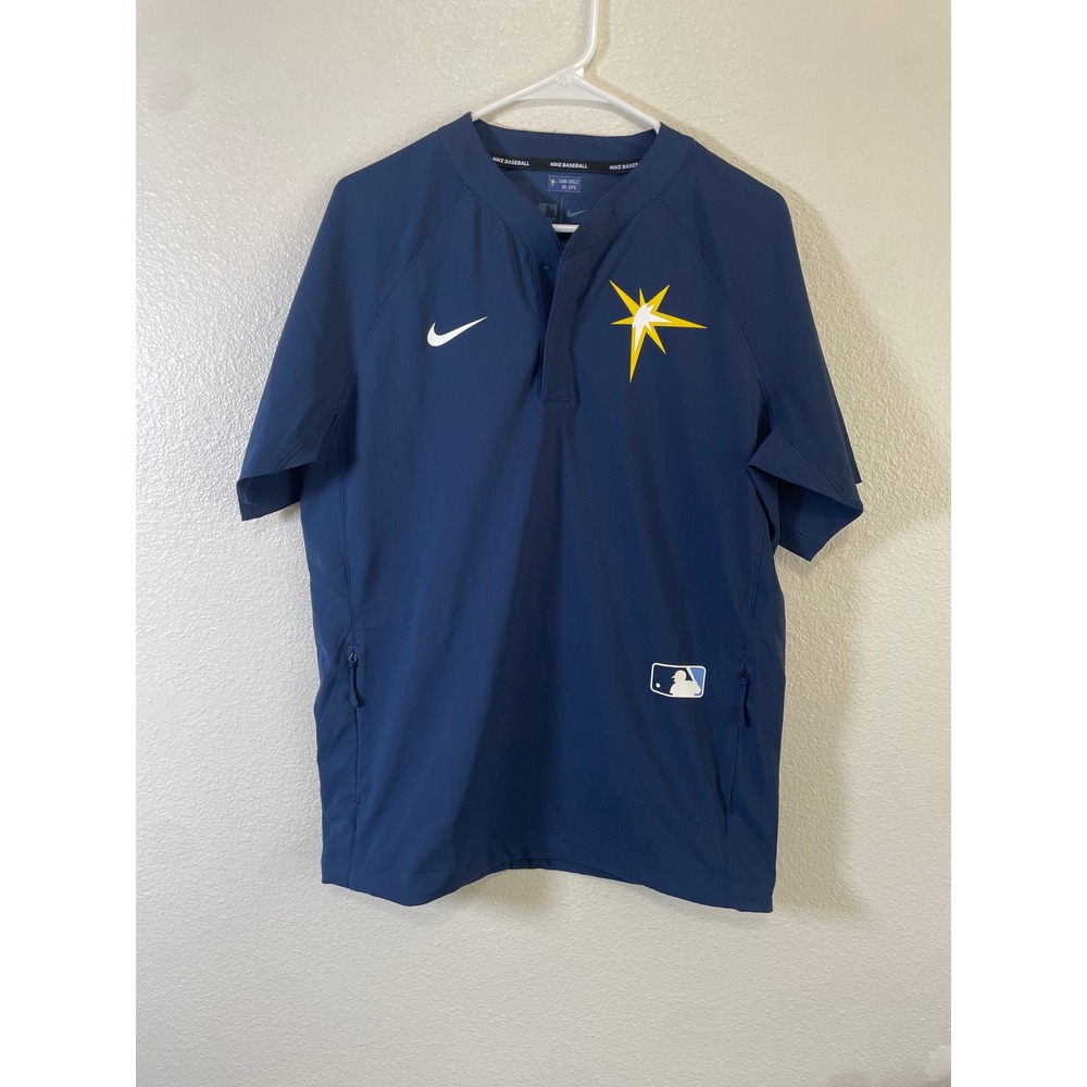 Nike Baseball Mens Small Tampa Bay Rays Pullover‎ Navy Blue MLB Top